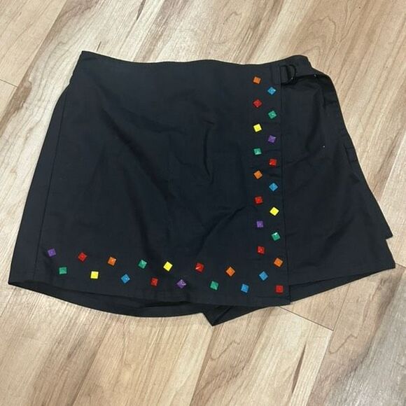 Teddy Fresh Limited Edition Black Rainbow Studded Cotton Mini Skorts - Picture 6 of 7